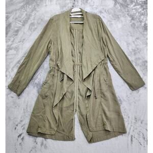 For The Republic Jacket Womens M Green Lyocell Tie Waist Drape Front Lightweight